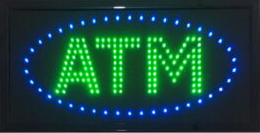 Blue Oval Double Green ATM LED sign